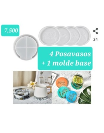 4 Posavasos con frases+Base