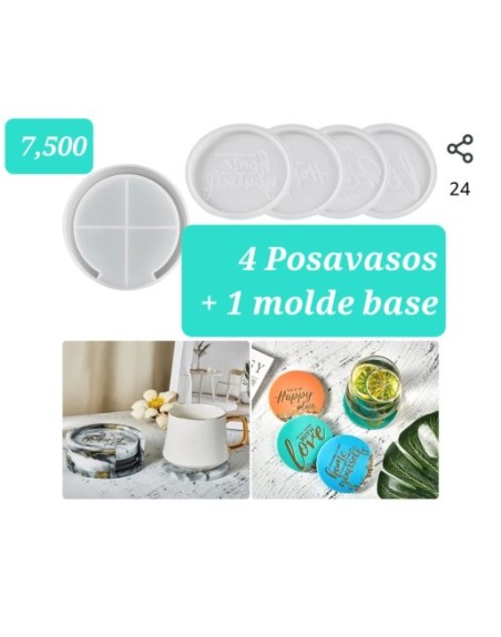 4 Posavasos con frases+Base