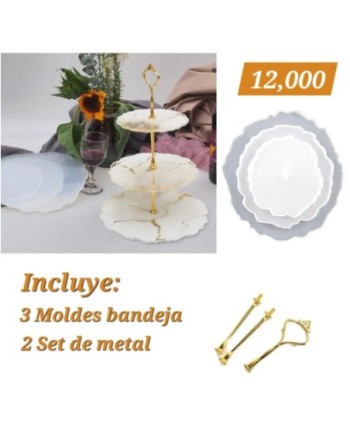 3 Moldes bandeja+ 2 set metal