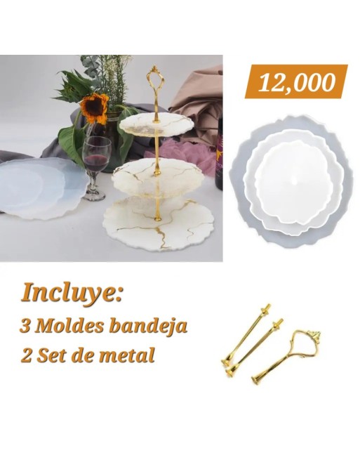 3 Moldes bandeja+ 2 set metal