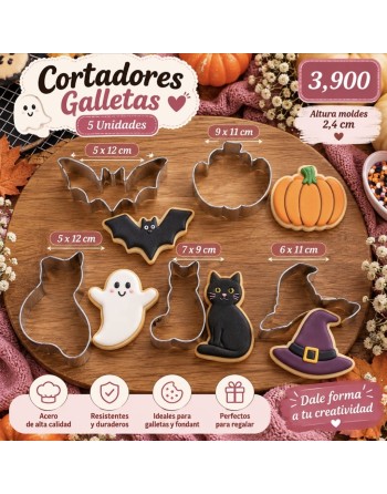 Cortadores Galletas Halloween x 5 unidades